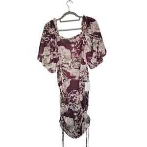 Mia Joy Joyfolie Burgundy Floral Cinched‎ Dress Size XL